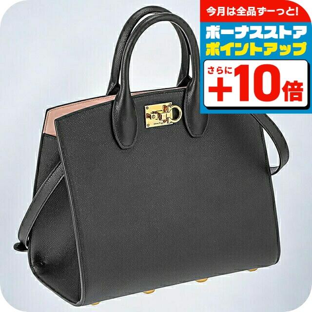 フェラガモ ハンドバッグ レディース ブランド Ferragamo 210398CALF NE BO 740 941 ブラック/ピンク FERRAGAMO（フェラガモ） ハンドバッグ レディース ブランド Ferragamo