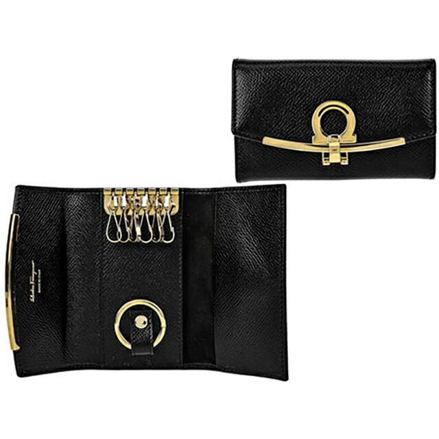 フェラガモ キーケース レディース ブランド Ferragamo 22D151PEBBLE NER 683 320 ブラック FERRAGAMO（フェラガモ） キーケース レディース ブランド Ferragamo