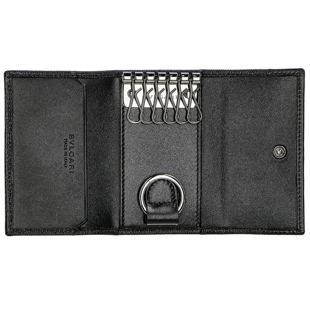 BVLGARI ブラックレザー ケース BVLGARI（ブルガリ） キーケース メンズ レディース ブランド レザー