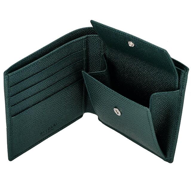 【新品未使用】BVLGARI 二つ折り財布 黒×グリーン系 BVLGARI（ブルガリ） 二つ折り財布 メンズ ブランド BVLGARI 282101