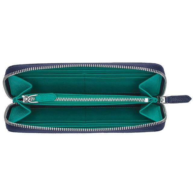 ブルガリ 長財布 メンズ ブランド BVLGARI レザー 288254 BL ME ネイビー/グリーンの画像