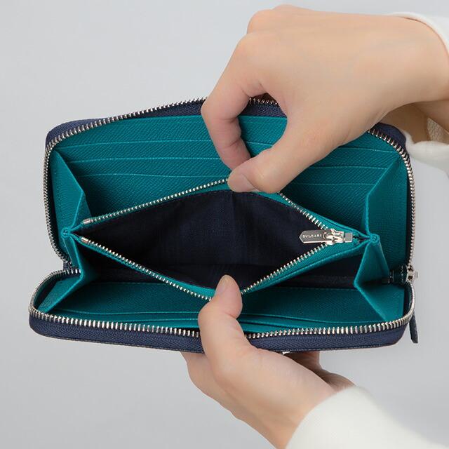 ブルガリ 長財布 メンズ ブランド BVLGARI レザー 288254 BL ME ネイビー/グリーンの画像