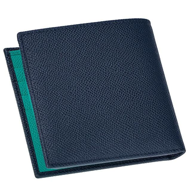 ブルガリ 二つ折り財布 メンズ ブランド BVLGARI レザー 288275 BL ME ブルー/ターコイズの画像