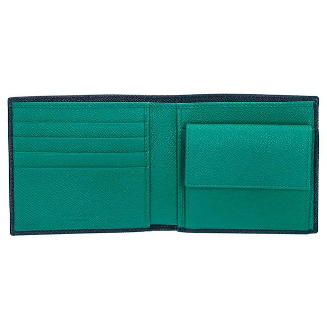 ブルガリ 二つ折り財布 メンズ ブランド BVLGARI レザー 288275 BL ME ブルー/ターコイズの画像
