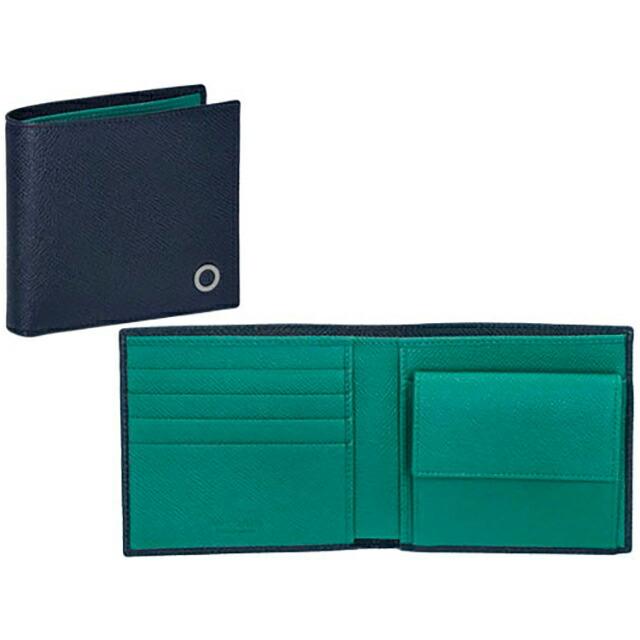ブルガリ 二つ折り財布 メンズ ブランド BVLGARI レザー 288275 BL ME ブルー/ターコイズの画像