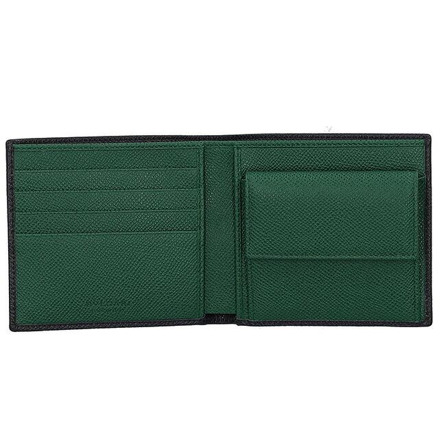 ブルガリ 二つ折り財布 メンズ ブランド BVLGARI 289111 CHADI チャコール/グリーンの画像