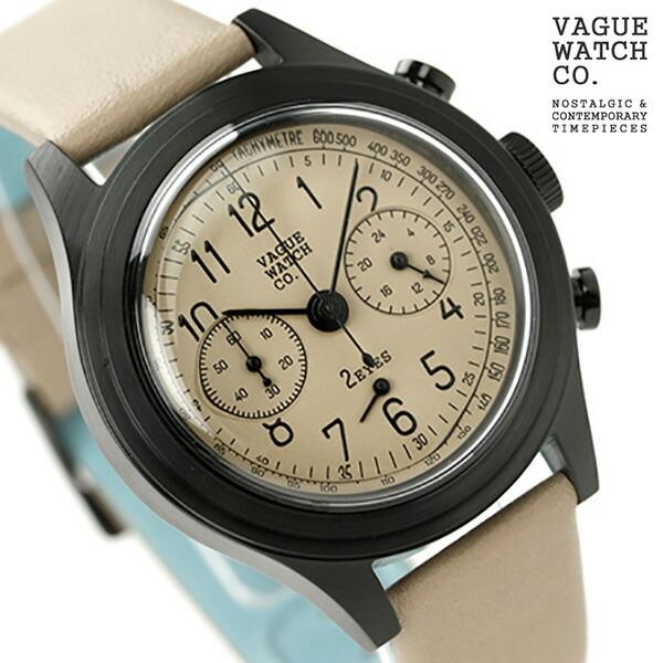 ヴァーグウォッチ ツーアイズ 38mm クロノグラフ 2C-L-001 VAGUE WATCH Co. 腕時計 ブランド クオーツ ベージュ レザーベルト メンズ 父の日 プレゼント 実用的｜nanaple