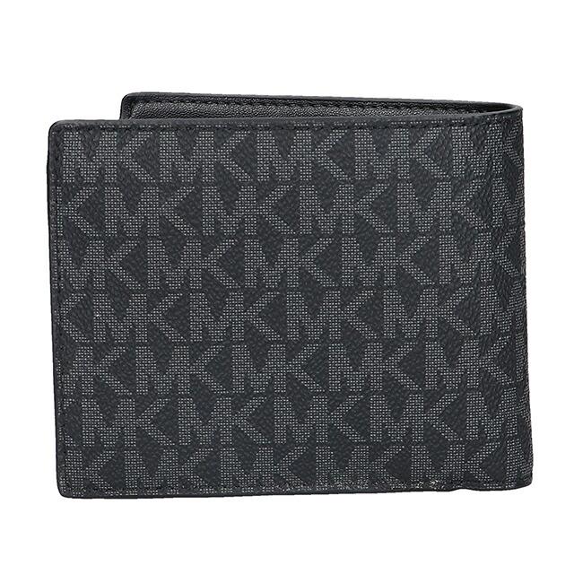 新品未使用タグ付き マイケルコース 三つ折り財布 ブラック シグネチャー MICHAEL KORS（マイケルコース） 二つ折り財布 二折財布 コンパクト