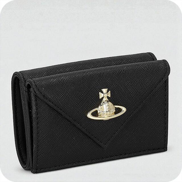 未使用 正規品 ヴィヴィアンウエストウッド 財布 レディース ブラック レザー Vivienne Westwood（ヴィヴィアンウエストウッド） 財布 がま口 三
