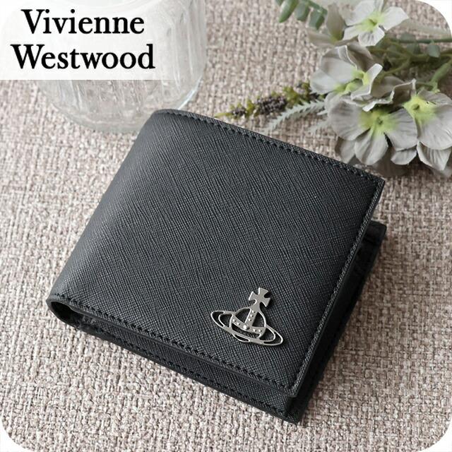 vivienne westwood 二つ折り財布　メンズ　ブラック　シルバー Vivienne Westwood（ヴィヴィアンウエストウッド） 二つ折り財布