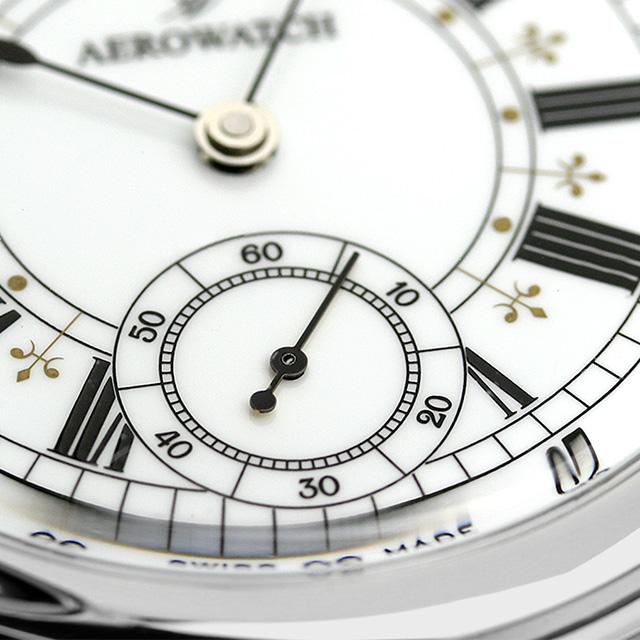 アエロウォッチ 手巻き 懐中時計 ハンターケース AEROWATCH 55629-AG01 ホワイト 白 スイス製の画像