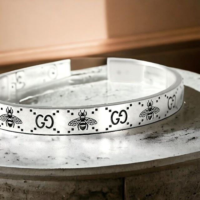 GG グッチ ブランド バングル メンズ GUCCI GG＆ビー スターリング