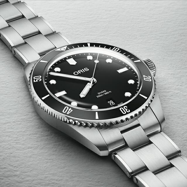 ORIS 自動巻き 腕時計 ブラック DIVERS オリス ダイバーズ デイト 39mm 自動巻き 腕時計 ブランド