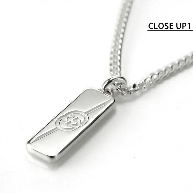 グッチ ネックレス メンズ レディース ブランド GUCCI ダイアゴナル インターロッキング プレート ロゴ 774055 J8400 8106 シルバーの画像