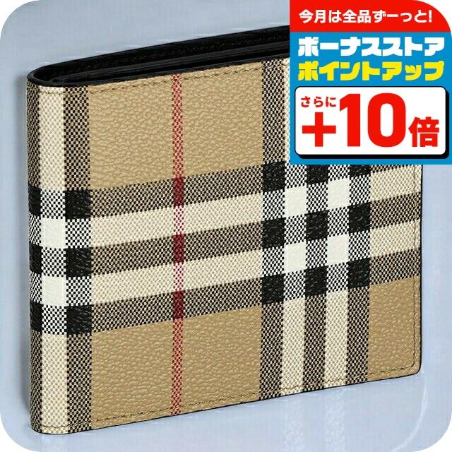 BURBERRY メンズ 財布 二つ折り チェック インターナショナル Check Bifold Wallet in Charcoal grey - Men, Canvas | Burberry