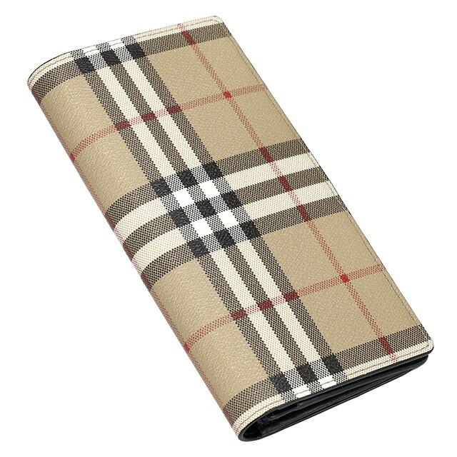 バーバリー 長財布 メンズ レディース ブランド BURBERRY チェック 8084168 ベージュの画像