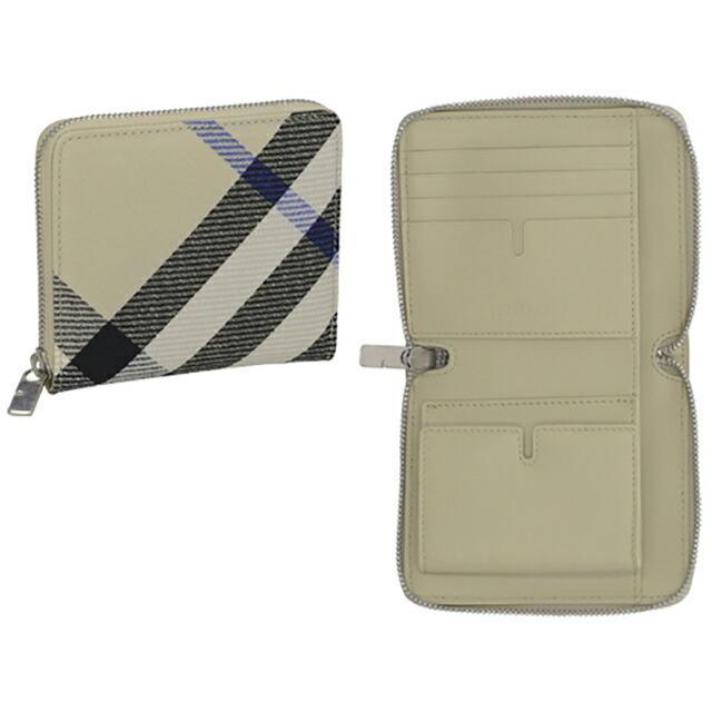 バーバリー 二つ折り財布 メンズ レディース ブランド BURBERRY チェック 8087322 ベージュの画像