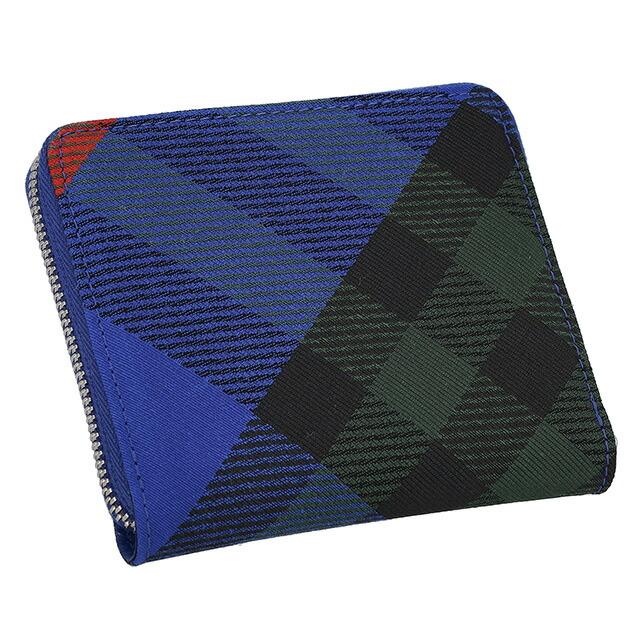 バーバリー 二つ折り財布 メンズ レディース ブランド BURBERRY チェック 8089608 ブルーの画像