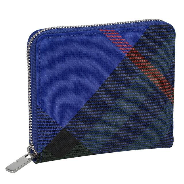バーバリー 二つ折り財布 メンズ レディース ブランド BURBERRY チェック 8089608 ブルーの画像