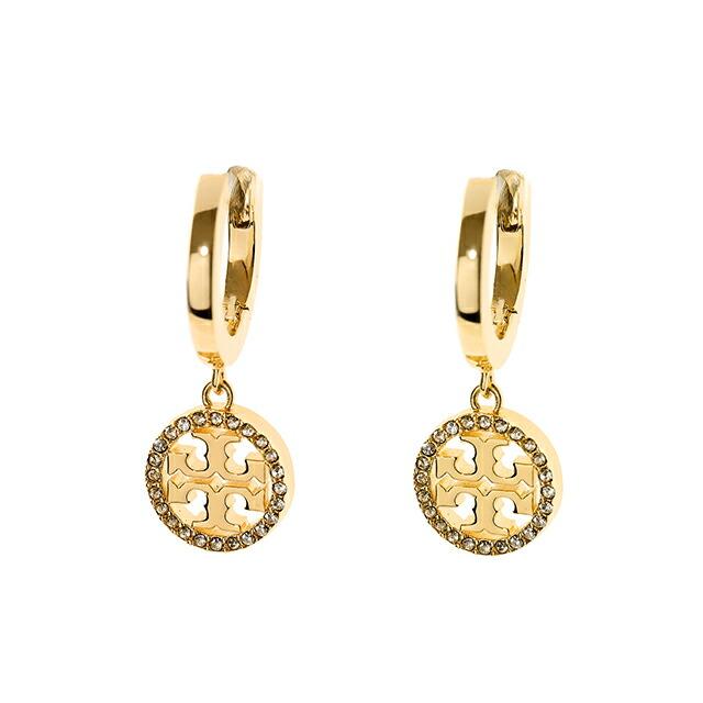 トリーバーチ ピアス レディース ブランド TORY BURCH MILLER PAVE HUGGIE HOOP EARRING フープ 両耳用 87041-783 Tory Gold アクセサリーの画像
