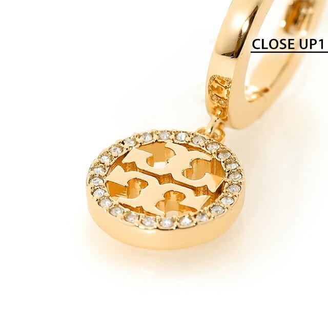 トリーバーチ ピアス レディース ブランド TORY BURCH MILLER PAVE HUGGIE HOOP EARRING フープ 両耳用 87041-783 Tory Gold アクセサリーの画像