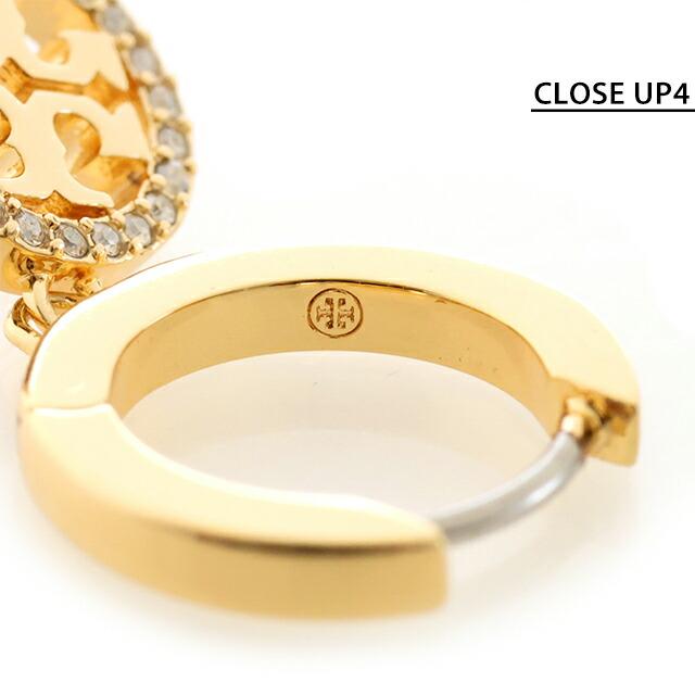 トリーバーチ ピアス レディース ブランド TORY BURCH MILLER PAVE HUGGIE HOOP EARRING フープ 両耳用 87041-783 Tory Gold アクセサリーの画像