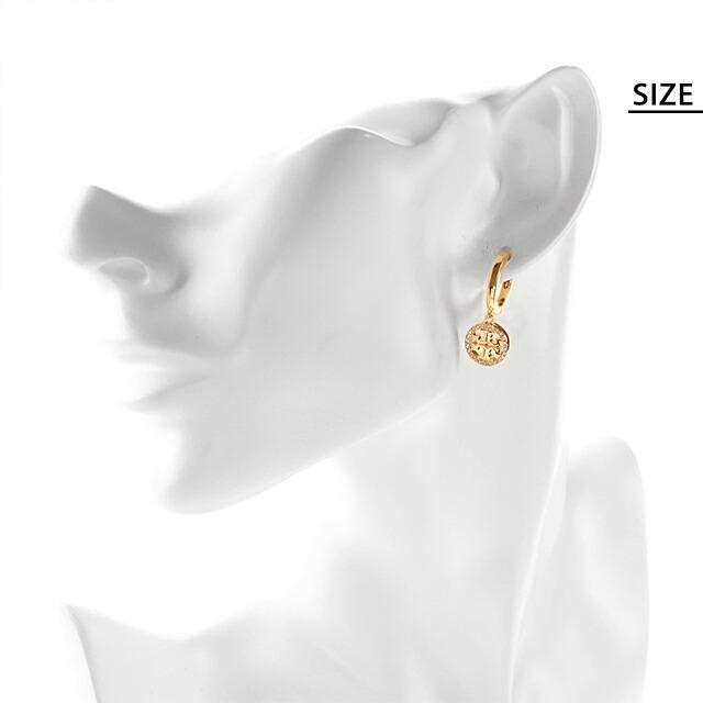 トリーバーチ ピアス レディース ブランド TORY BURCH MILLER PAVE HUGGIE HOOP EARRING フープ 両耳用 87041-783 Tory Gold アクセサリーの画像
