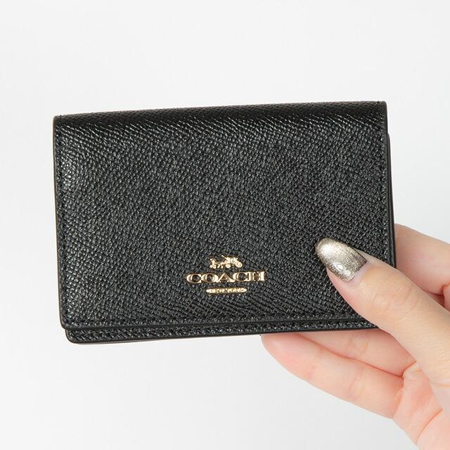 COACH ブラックレザー名刺入れ 品番87731 黒 名刺入れ コーチ アウトレット カードケース 名刺入れ ブラック