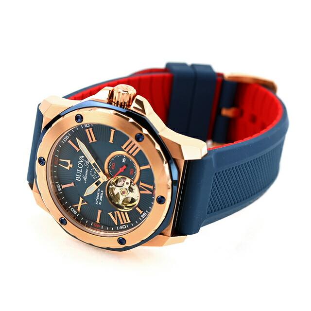 【新品】 BULOVA 腕時計 メンズ 98A227 マリンスター 自動巻き ネイビーxネイビー/レッド アナログ表示 Marine Star ブローバ マリンスター 自動巻き 腕時計 ブランド メンズ