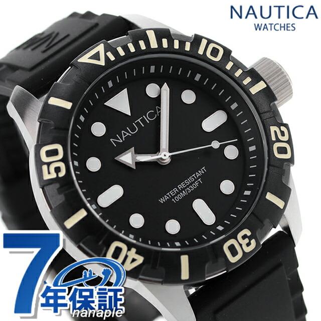 NAUTICA（ノーティカ） メンズ 腕時計 100m防水 ブラック シリコン