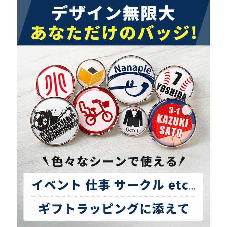 オリジナルピンバッジ 写真 イラスト 名入れ 1個から ピンバッチ 社章