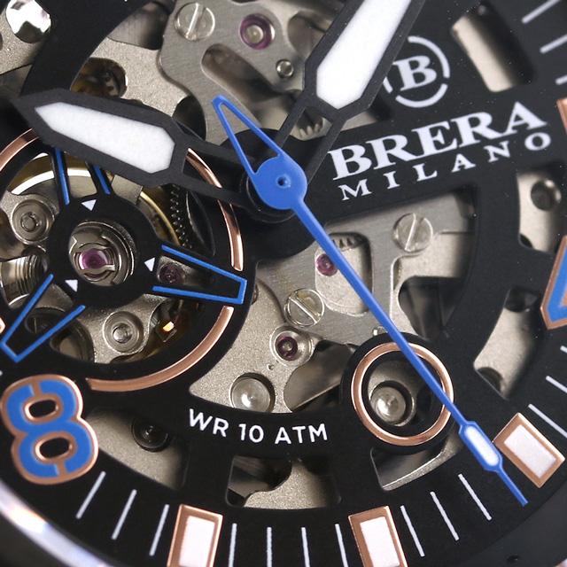 ブレラ ミラノ 自動巻き 腕時計 ブランド メンズ オープンハート BMSSAS4502 アナログ スケルトン ブラック 黒 プレゼント 実用的の画像
