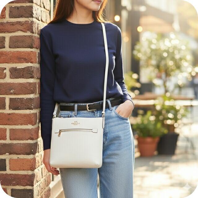 COACH コーチ ショルダーバッグ メッセンジャーバッグ レディース レザー C1556 IMCHK チョーク ホワイト 斜めがけの画像
