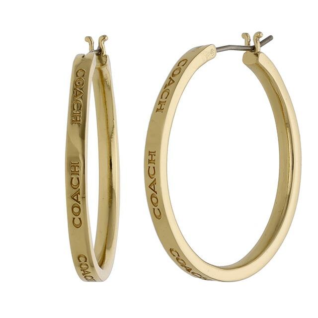【新製品】新品☆COACH(コーチ)可愛いロゴピアス　ゴールド コーチ COACH ピアス アクセサリー C9337 GD/CY パヴェ ハギー フープ