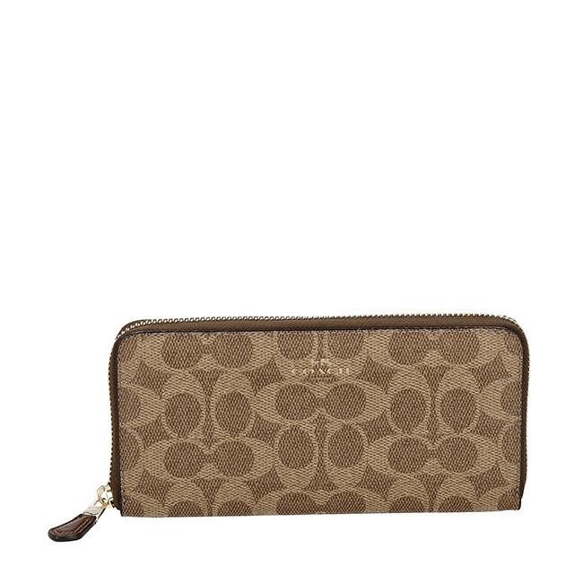 【新品箱付き】COACH コーチ 長財布 シグネチャーブラウン COACH（コーチ） 長財布 レディース COACH Wallet ラウンドファスナー