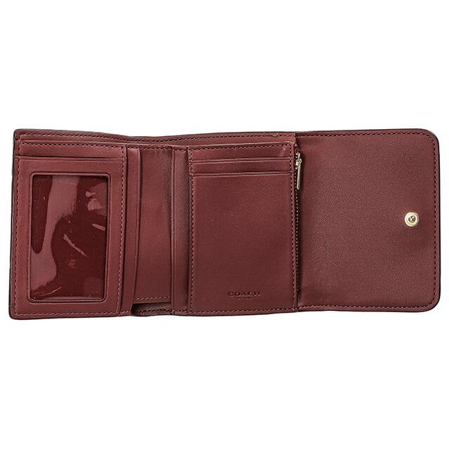 新品級　COACH シグネチャー　ジャガード　三つ折り財布　レッド コーチ COACH 三つ折り財布 （レッド） -waja bazar - 海外