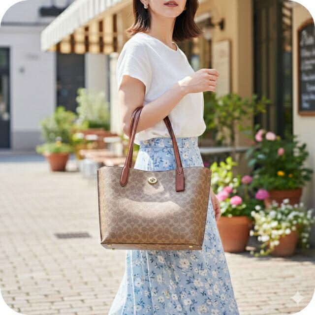 極美品✨COACH コーチ 2way ショルダーバッグ ブラウンPVC COACH コーチ トートバッグ 2way ショルダー レディース PVC