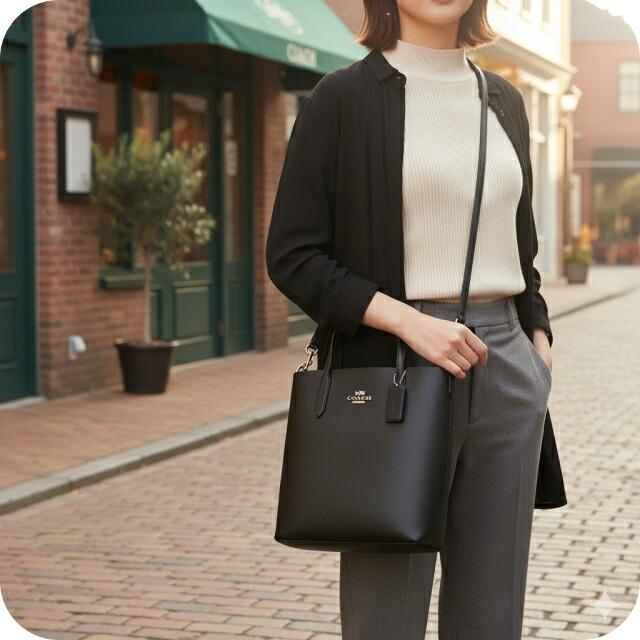 COACH☆レザーハンドバッグ☆ブラック COACH 黒 レザー ハンドバッグ