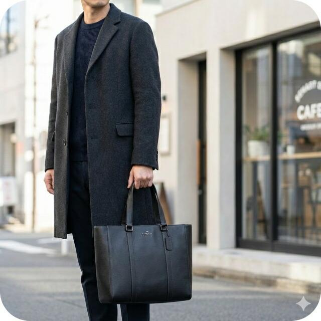COACH コーチ トートバッグ 2way ショルダーバッグ メンズ レザー CR390 QB BK ブラック 軽量 手提げの画像