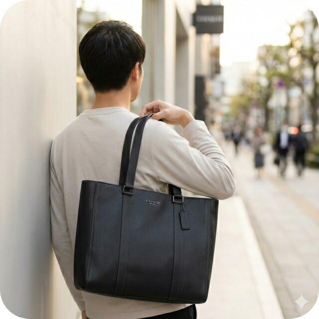 COACH コーチ トートバッグ 2way ショルダーバッグ メンズ レザー CR390 QB BK ブラック 軽量 手提げの画像