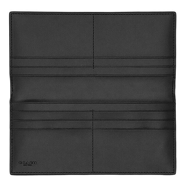 新品　COACH　コーチ　チャコール×ブラック メンズ長財布 COACH コーチ 財布 メンズ 長財布 二つ折り 本革 レザー