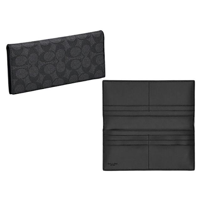 新品　COACH　コーチ　チャコール×ブラック メンズ　長財布 COACH コーチ 財布 メンズ 長財布 新作 新品 ファスナー長財布