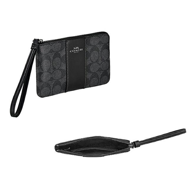 ✨極美品✨COACH コーチ アクセサリーポーチ キャンバス×レザー 黒 COACH（コーチ） ポーチ レディース ブランド COACH CW854 QBMI5