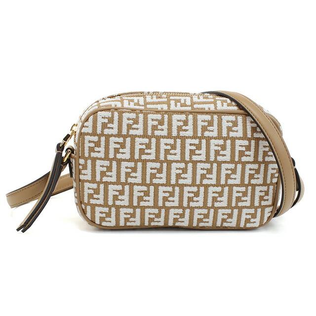 FENDI ベージュ キャンバス ショルダーバッグ FENDI（フェンディ） 斜め掛け ショルダーバッグ レディース ブランド
