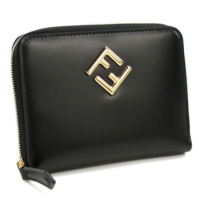 〔美品〕 FENDI フェンディ 財布 ラウンドジップ ブラック FENDI（フェンディ） ラウンドファスナー財布 レディース ブランド