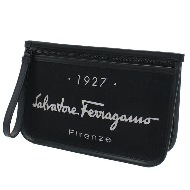 Salvatore Ferragamo ブラック クラッチバッグ FERRAGAMO（フェラガモ） クラッチバッグ メンズ ブランド ポリアミド