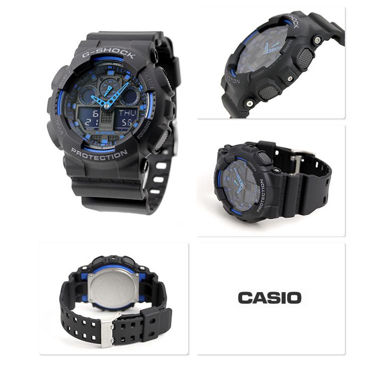 G-SHOCK GA100-1A2 海外モデル ブラック ブルー G-SHOCK Gショック ジーショック 黒 青 Standard BASIC GA-100