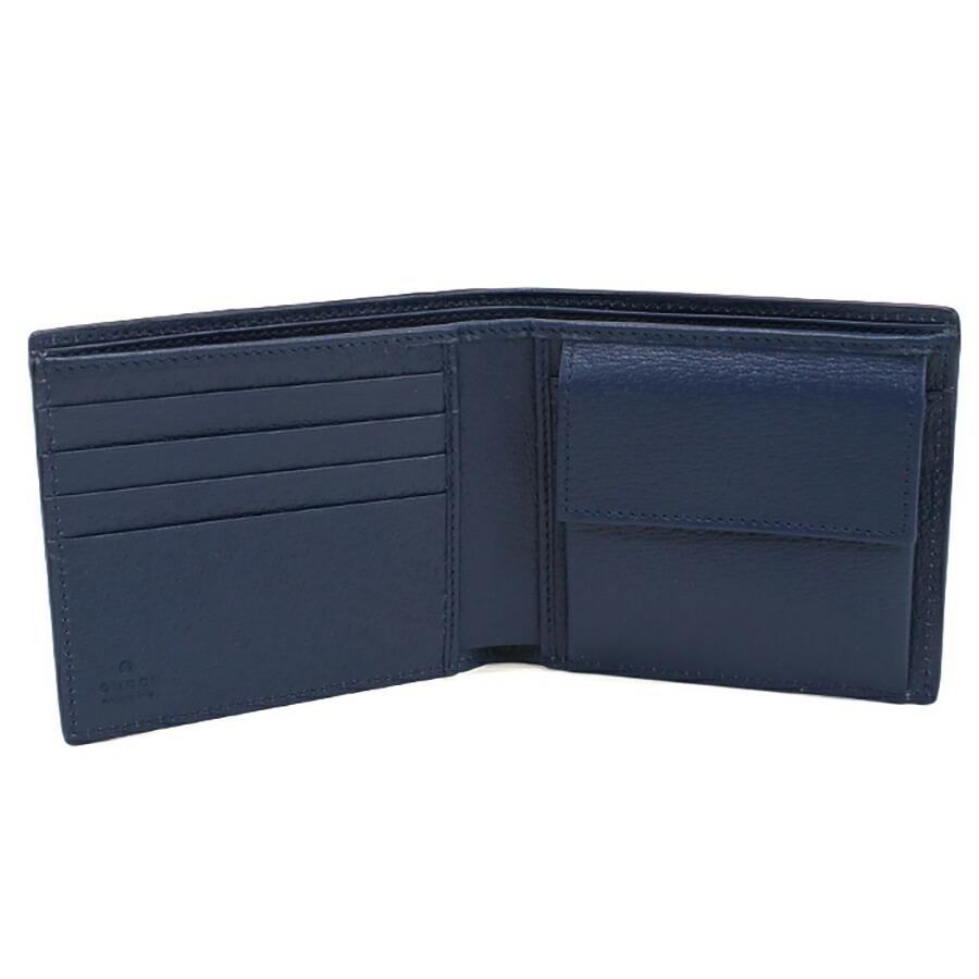 GUCCI 二つ折り財布 ベージュ/ネイビー GUCCI（グッチ） 財布 メンズ レディース 二つ折り 二つ折り財布