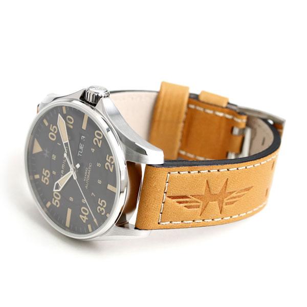 『HAMI KHAKI AUTO H625 社外炭革』 カーキ アビエーション Pilot Auto 39mm | Hamilton Watch - H76305560