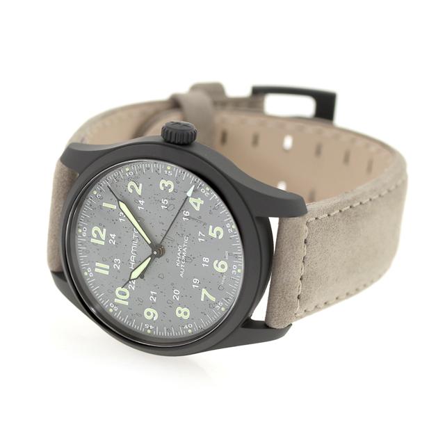 ハミルトン カーキ フィールド チタニウム オート 38mm 自動巻き 腕時計 ブランド メンズ チタン HAMILTON H70215880 グレー ライトグレーの画像